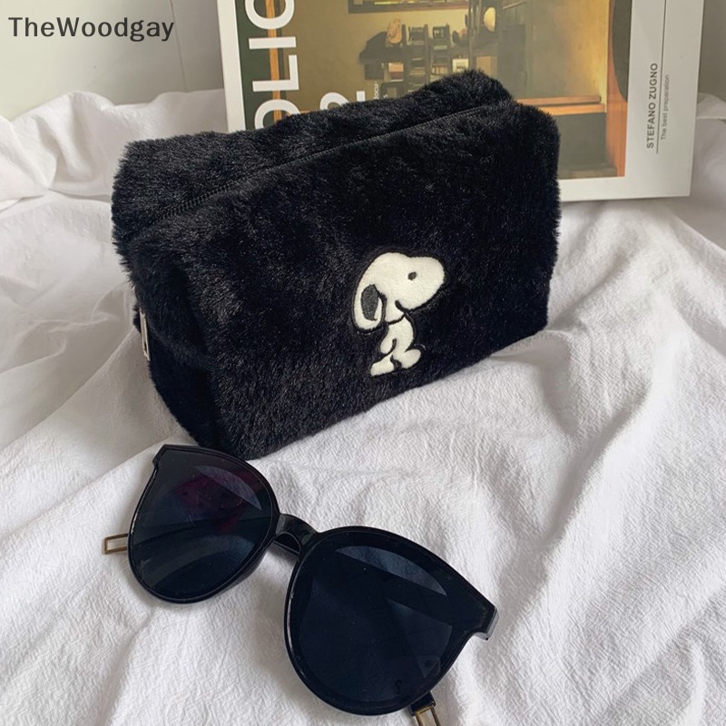 Thewoodgay Túi Đựng Bút / Mỹ Phẩm Bằng Vải Bông Sức Chứa Lớn Hình Chú Chó snoopy Cho Nữ
