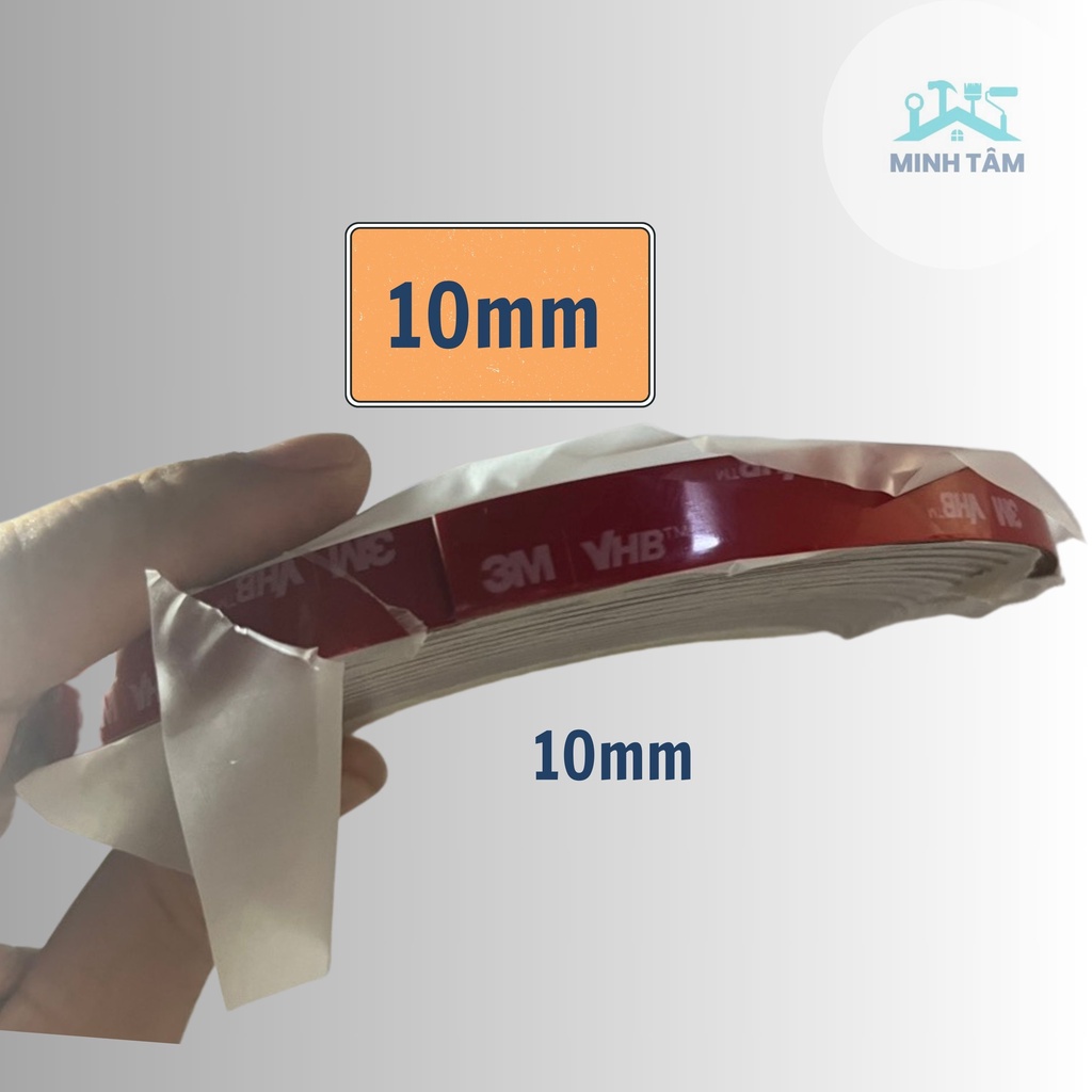 Băng Keo Hai Mặt Cường Lực 3M™ VHB™ 10mm-12mm-24mm -11 mét/ 1cuộn Cao Cấp