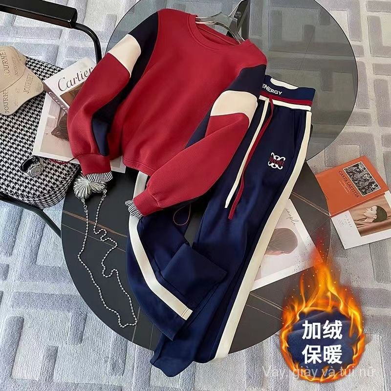 Bộ Đồ Thể Thao Áo Sweater Dáng Rộng Phối Quần Ống Rộng Thời Trang Thu Đông 2023 Cho Nữ