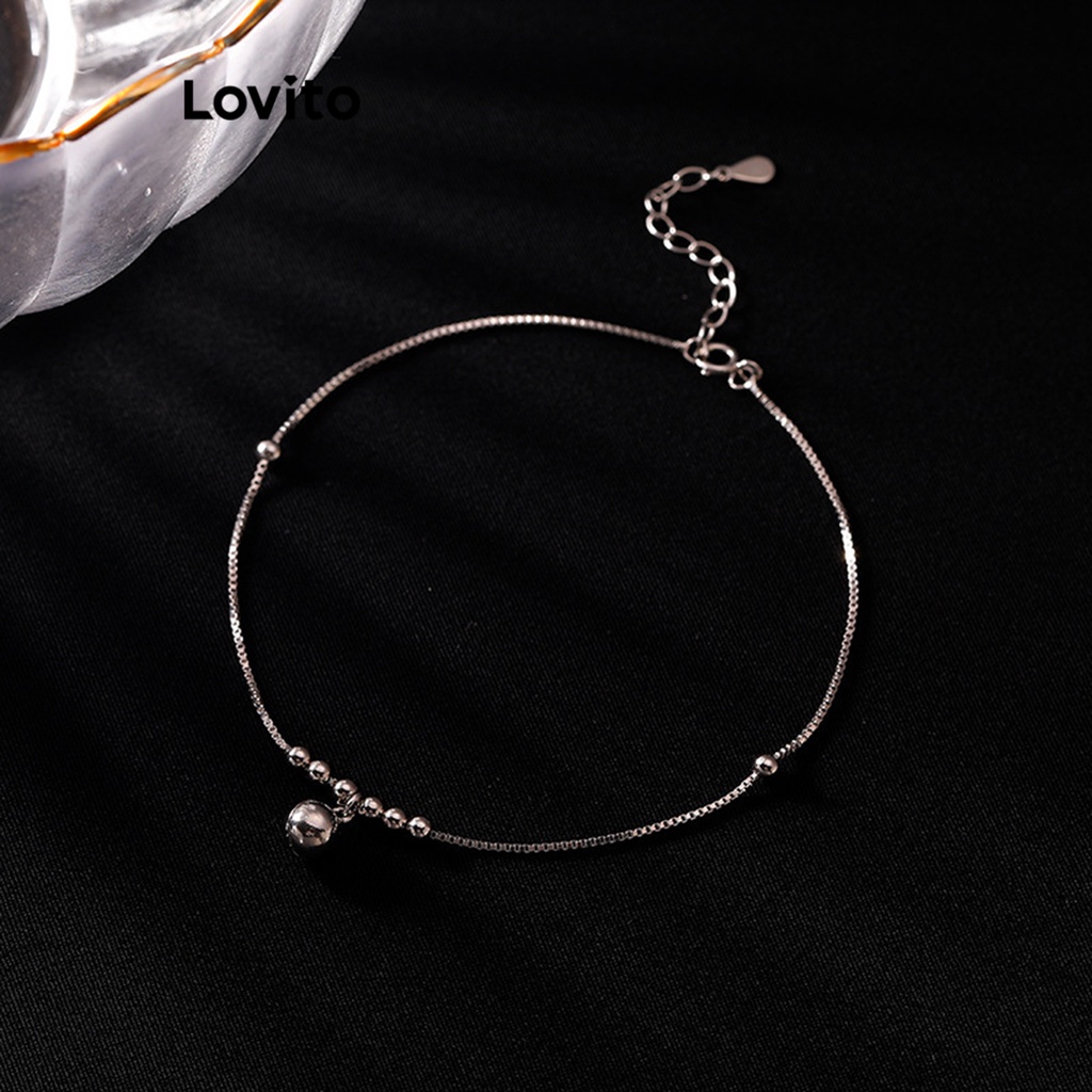 Lovito Vòng chân kim loại trơn thông thường dành cho nữ LFA02109