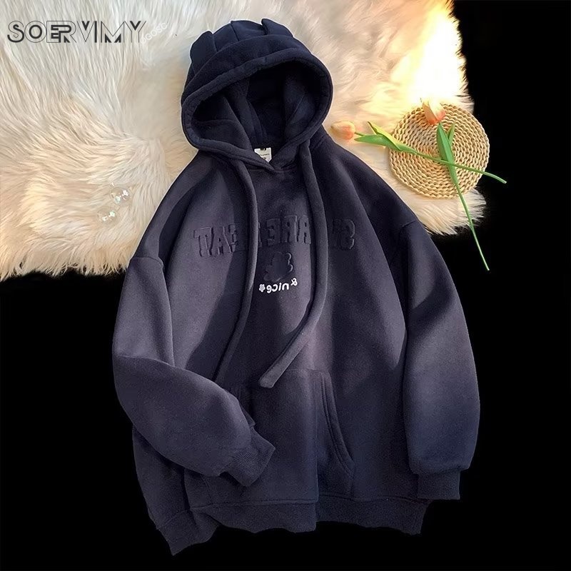 SOERVIMY Áo Khoác hoodie áo khoác nữ zip hoodie fashionable chic Korean Thoải mái WWY23A01IT 41Z231012