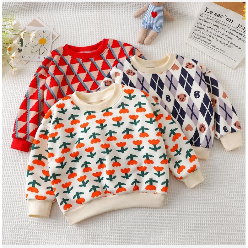 Áo sweater Lông Cừu Dày Dặn Ấm Áp Thời Trang Thu Đông Cho Bé 70-150cm