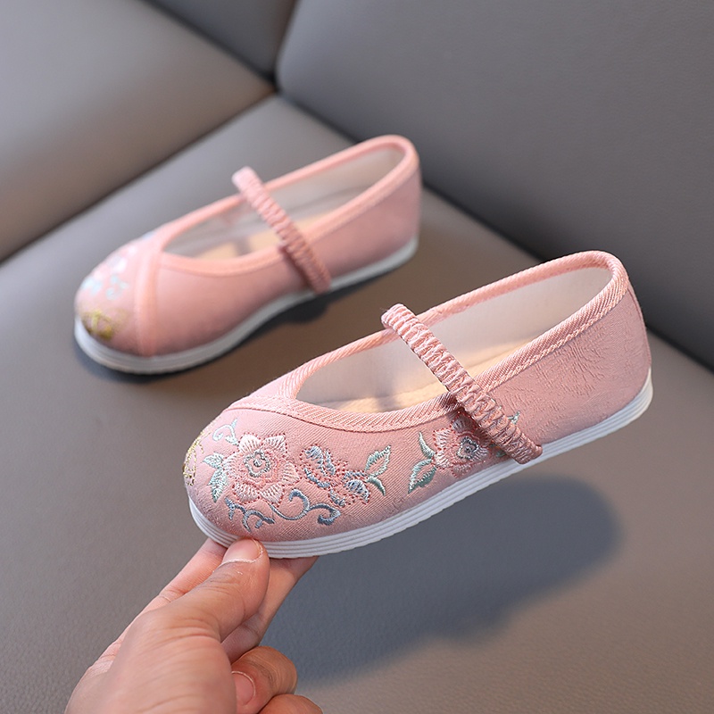 Giày Hán Phục Thêu Hoa Phong Cách Trung Hoa Xinh Xắn Cho Bé Gái 1-12 Tuổi