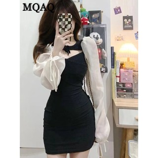 Mqaq hepburn Đầm Ngắn Ôm Eo Tay Dài Phong Cách Pháp Thiết Kế Độc Đáo Thời Trang Xuân Thu 0 Mới Cho Nữ