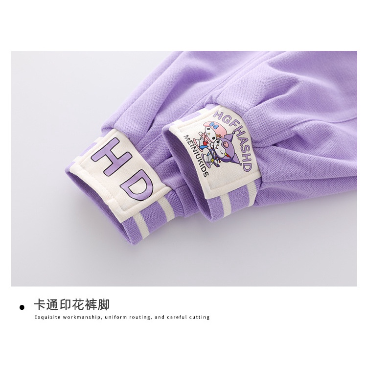 Set Đồ 3 Món Gồm Áo Khoác Tay Dài Và Quần Dài Phong Cách kuromi Thời Trang Hàn Quốc Cho Bé Gái