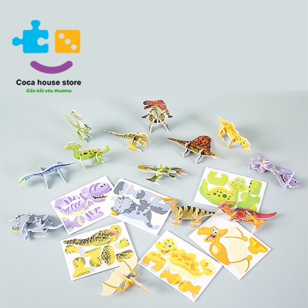 Đồ Chơi Ghép Hình 3D Bằng Giấy Hình Các Chú Khủng Long Cho Bé