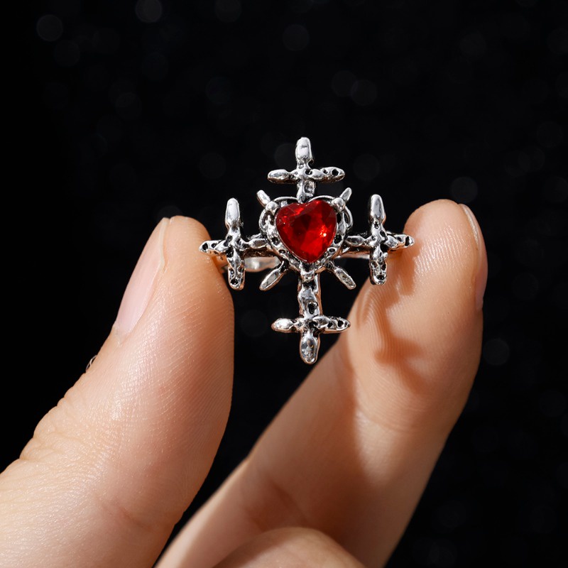Nhẫn Hở Hình Trái Tim Đính Đá Phong Cách gothic Thời Trang Cho Nữ y2k