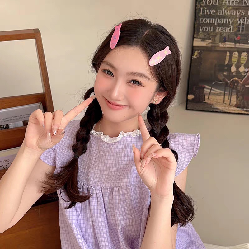 Aijolen set 2 Kẹp Tóc Hình Cá 6cm Màu Kẹo Ngọt Phong Cách Hàn Quốc Dễ Thương Cho Bé Gái