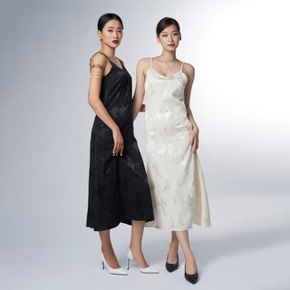Đầm hai dây dáng dài họa tiết hoa văn chìm cách điệu ce design fjy038