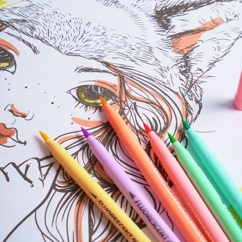 Bộ 6 Bút Lông Đầu Mềm Dùng Vẽ Tranh Màu Nước Sáng Tạo diy