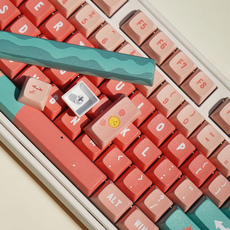 Keycaps chủ đề dưa hấu, keycap 128 phím, chiều cao XDA, thăng hoa PBT, phù hợp với bàn phím phím 87/68/84/104/108 ​