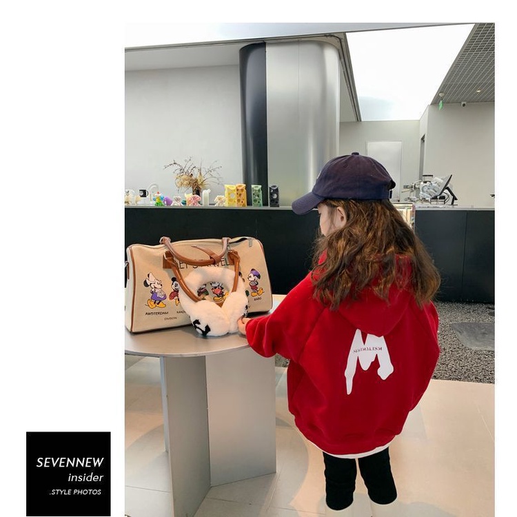 Cuhk Tong Áo Hoodie Bằng Vải Lông Màu Đỏ Cỡ Lớn Hợp Thời Trang Dành Cho Bé Gái