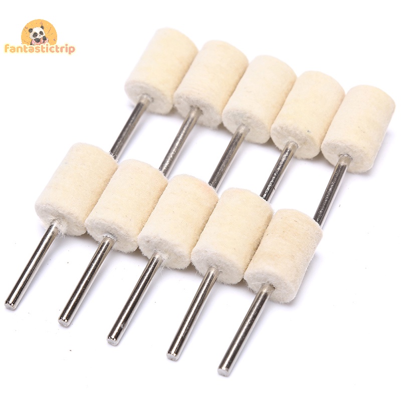 Set 10 Đầu Mài Đánh Bóng Bằng Len Nỉ Cho Máy Khoan Tiện Dụng Mới
