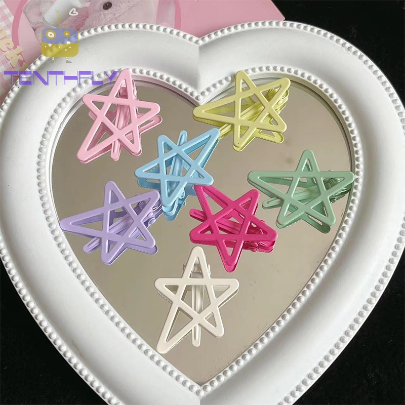 Bộ 2 Kẹp Tóc Hình Ngôi Sao Nhiều Màu Sắc Phong Cách Hàn Quốc Cổ Điển Cho Bé Gái