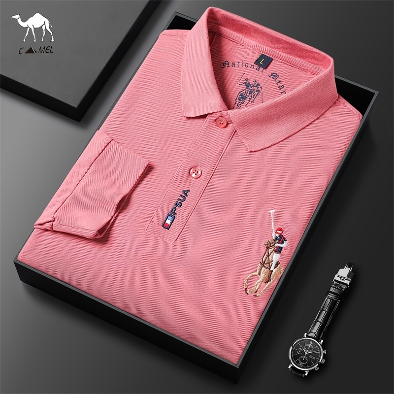 Áo Thun polo Dài Tay Thêu Chữ Thời Trang Nam Tính