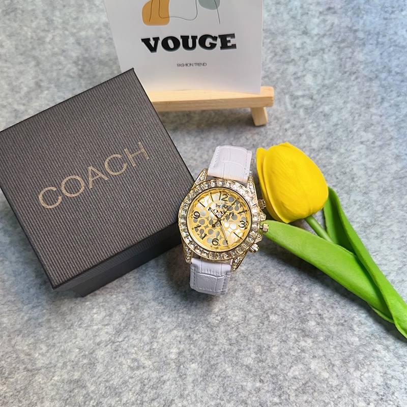 Đồng Hồ quartz Đính Đá Với Dây Đeo Da 41mm