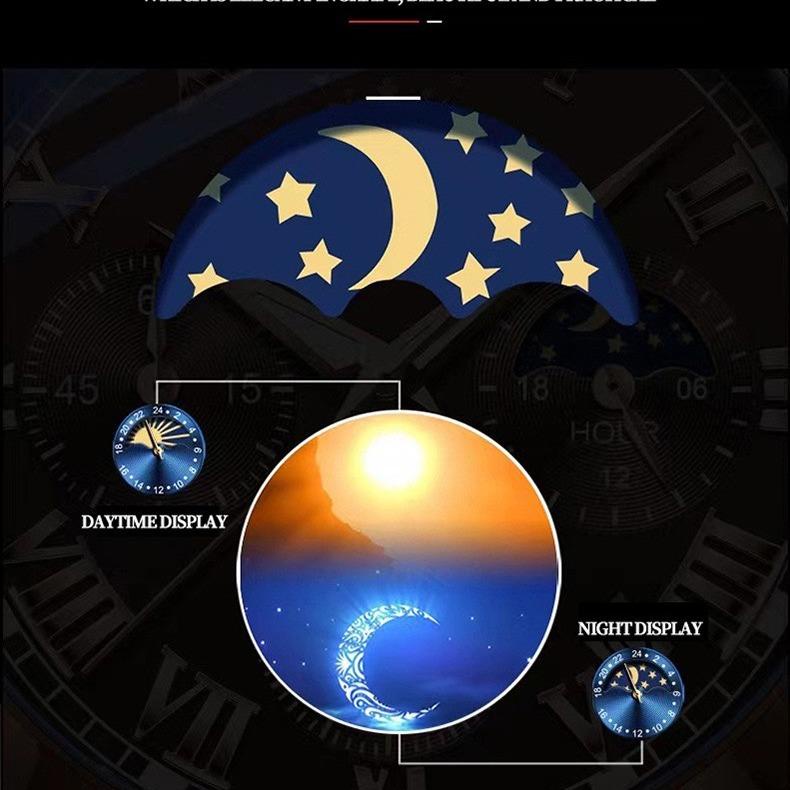 Đồng Hồ Nam Dây Da chạy 6 kim BINBOND I21 Kính Vòm