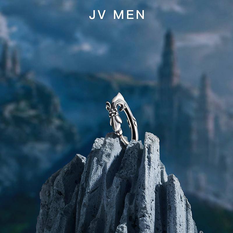 Sterling Silver Earrings Men's High-Grade Retro Cruciate Flower Single Boy Ear Ring Hip Hop Style Not Allergic Trendy Men's Earrings 3YWn