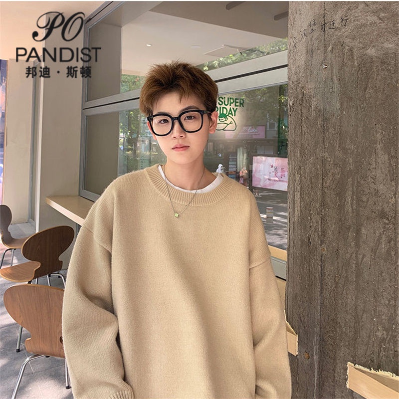 Bangdiston Áo sweater Màu Trơn Phong Cách hong kong Thời Trang Mùa Đông Cho Nam