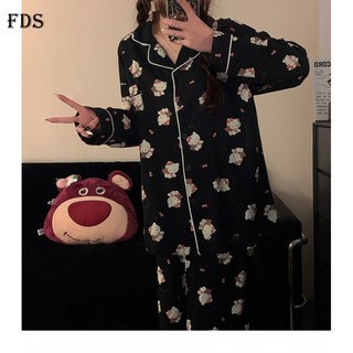 Bộ đồ ngủ tay dài in hoạt hình hello kitty cỡ lớn thời trang xuân thu cho nữ dễ thương