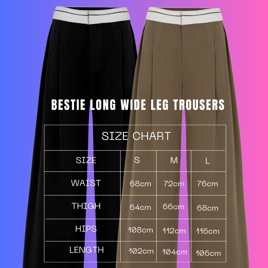 Bestie Long Wide Leg Trousers - Quần tây viền lưng trắng ống rộng