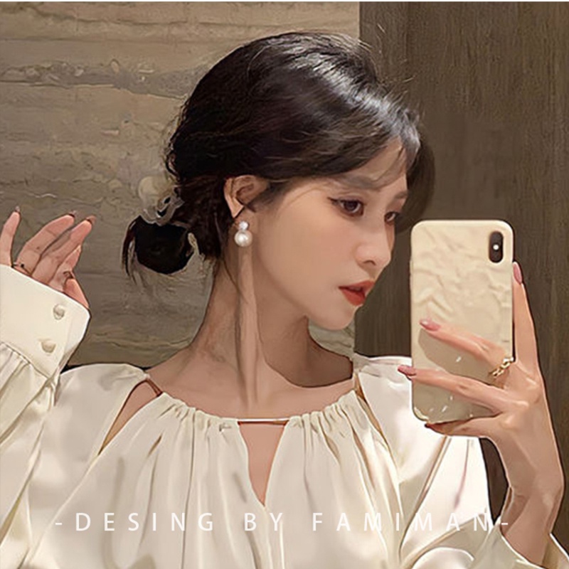 Thời Trang Bông Tai Đính Ngọc Trai Nhân Tạo Phong Cách Hàn Quốc