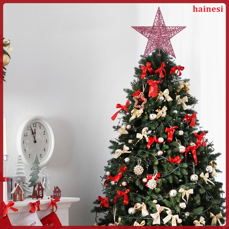 Cây Thông Noel 25cm Bằng Sắt Hình Ngôi Sao Lấp Lánh Trang Trí Giáng Sinh