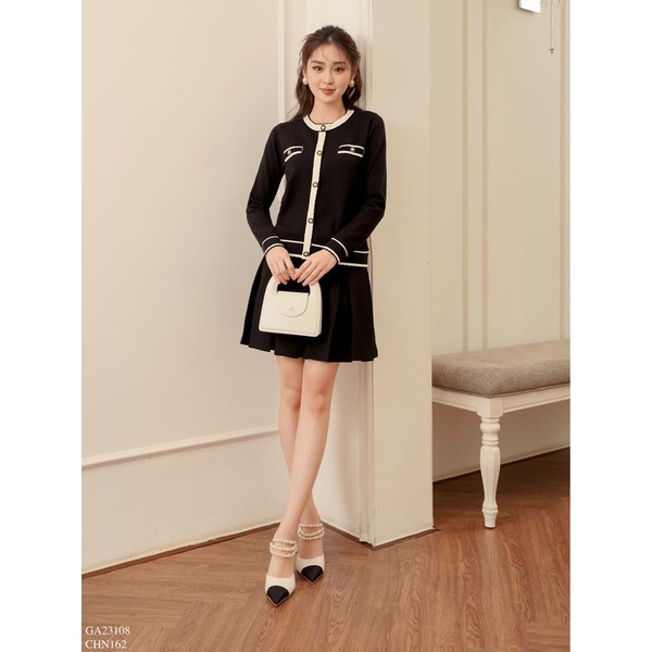 Áo len nữ phối nẹp viền cơi giả TIINSTORE GA23108