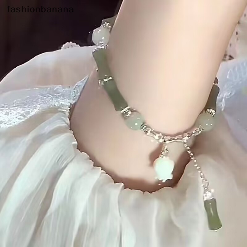 Thời Trang Vòng Tay Chuỗi Hạt Phong Cách Trung Hoa vintage Bằng Tre Màu Xanh Lá
