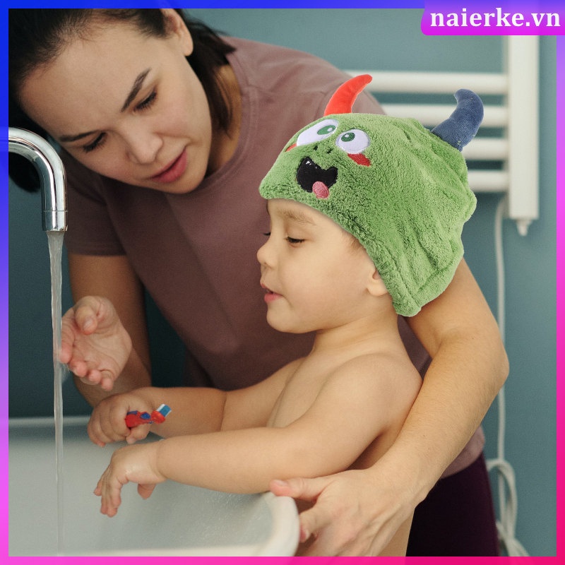 Khăn Quấn Tóc Thấm Hút Tốt Nhanh Khô Kiểu Hoạt Hình Đáng Yêu Cho Bé