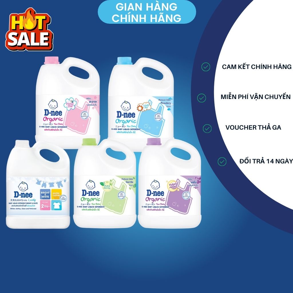 (TRỢ GIÁ) Nước giặt quần áo em bé Dnee 3000ml/1400ml - Nước Giặt Xả Cho Trẻ Em an toàn, Chính hãng tem đại thịnh ! !