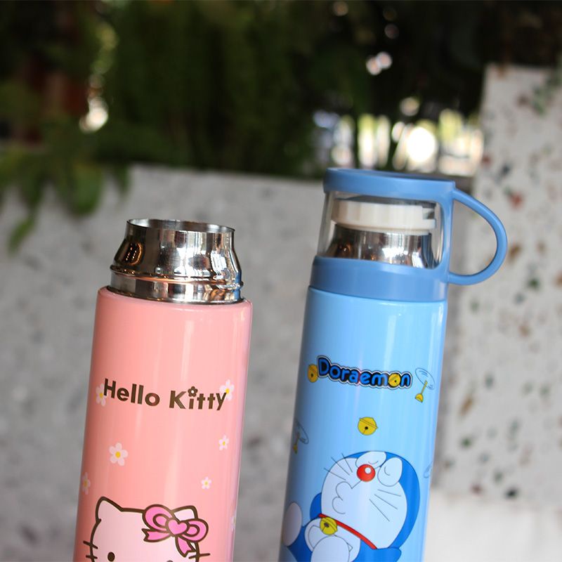Doraemon Bình Nước Giữ Nhiệt Bằng Thép Không Gỉ Có Nắp Đậy In Hình Doremon Dễ Thương Phong Cách Hàn Quốc