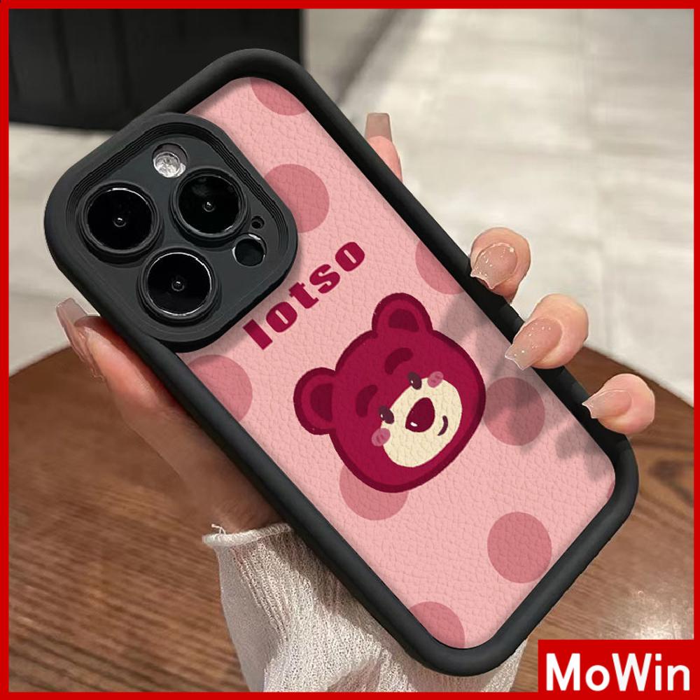Ốp lưng iPhone 15 Pro Max Ốp Da Họa Tiết Màu Đen Ốp Lưng TPU Chống Sốc Vỏ Mềm Hình Gấu Hồng Hoạt Hình Dễ Thương Tương thích với iPhone14 Pro Max 13 Pro Max 12 Pro Max 11 XR XS Max 7 8Plus