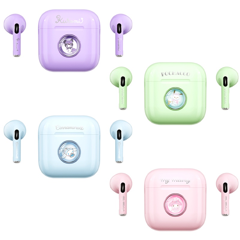 Sanrio Tai Nghe Chụp Tai bluetooth Không Dây Họa Tiết Hoạt Hình my melody kuromi cinnamoroll pochacco Dễ Thương Kèm mic