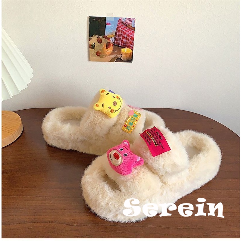 Serein  dép lông dép bông Đế Dày dép quai hậu đế cao 2023 hot trend Đường may tỉ mỉ Thể thao và thời trang Thời thượng Phong cách đơn giản FMR23B0410 44Z231103