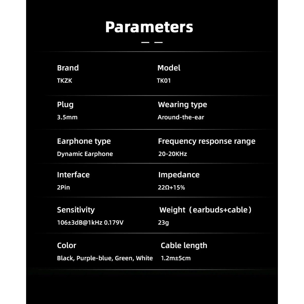 Tkzk Tai Nghe Nhét Tai tk01 Mạ Vàng 2pin Âm Thanh Nổi Bật dd