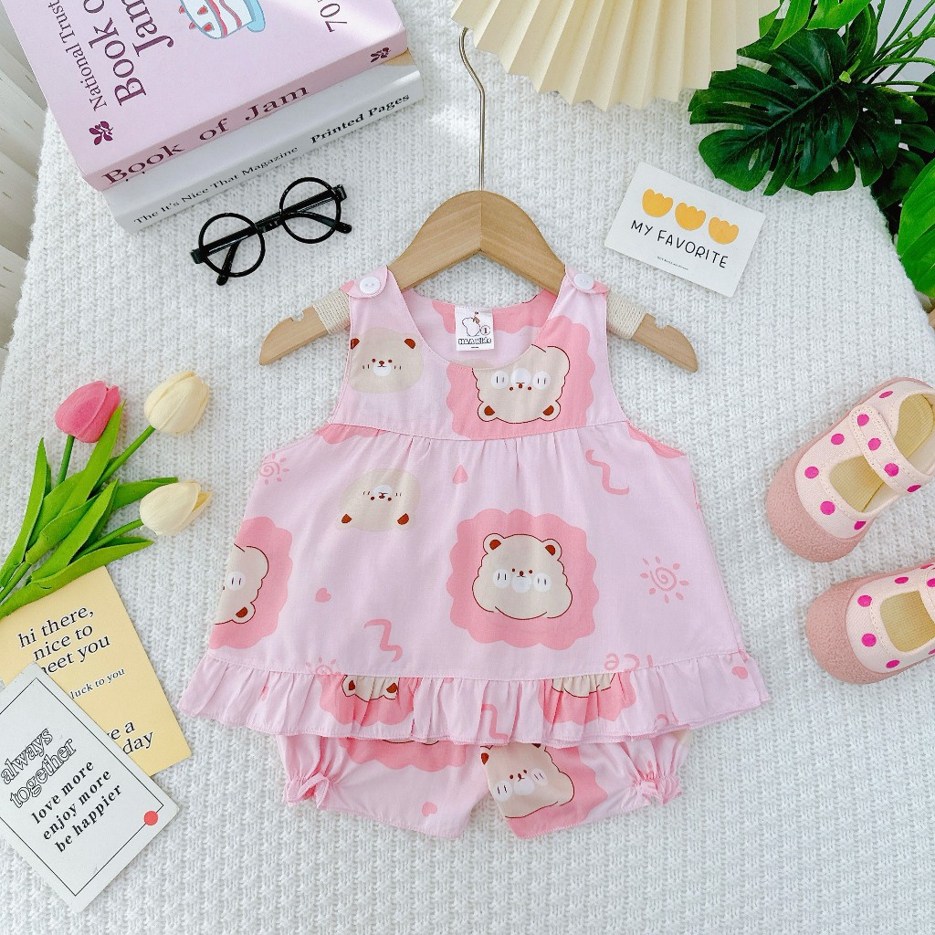 Đồ bộ mặc nhà vải tôn -Mẫu tole cài cúc vai mềm mịn mát kiểu dáng xinh xắn đáng yêu cho Bé Gái - MeGauu