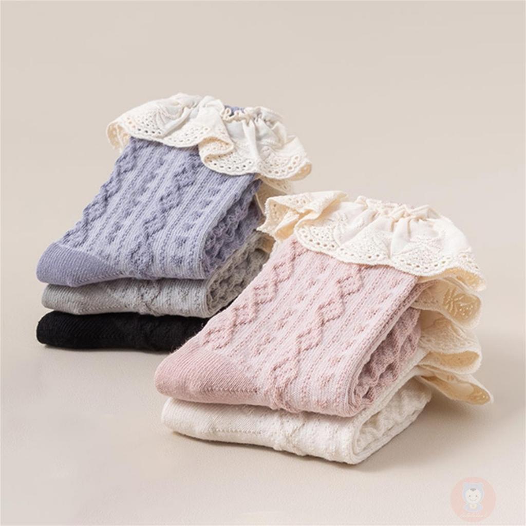 Vớ Công Chúa laa6-baby Nhún Bèo Phối Ren Thoáng Khí Dễ Thương Cho Bé Gái