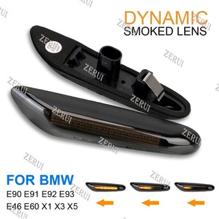Zr Cho Năng Động Chảy Blinker Đèn 2 Cái / bộ Đèn LED Bên Đánh Dấu Ánh Sáng Khói Ống Kính Cho Xe BMW E46 E60 E90 E91 E92 E93 X1 X3 X5 Tín Hiệu Biến Chống Thấm Nước