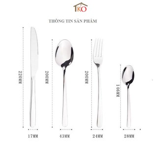 Bộ dao thìa dĩa inox 304 dùng cho khách sạn cao cấp 4 món