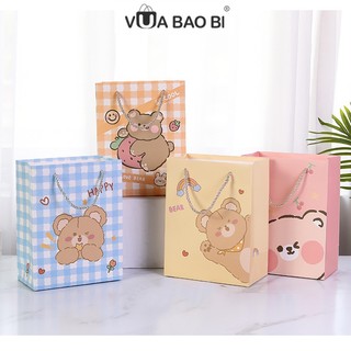 Túi giấy đựng quà hình Gấu dễ thương  tặng sinh nật Noel giáng sinh , túi quà  cute ô cửa sổ đựng đồ