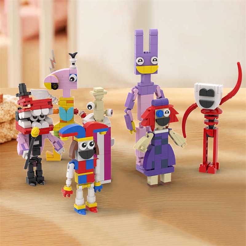 BuildMoc Magical Digital Circus Clown Bunny Khối xây dựng Pomni và Jax Gloink Búp bê Đồ chơi Giáng sinh cho trẻ em