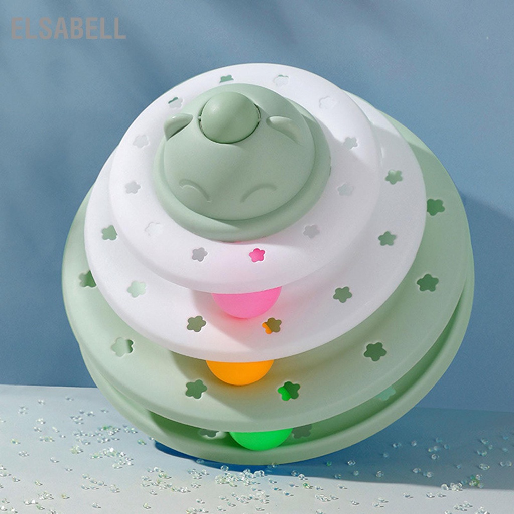 Elsabell Đồ chơi bóng bàn xoay cho mèo 3 tầng tương tác rèn luyện thể chất tinh thần Mèo theo dõi đồ con