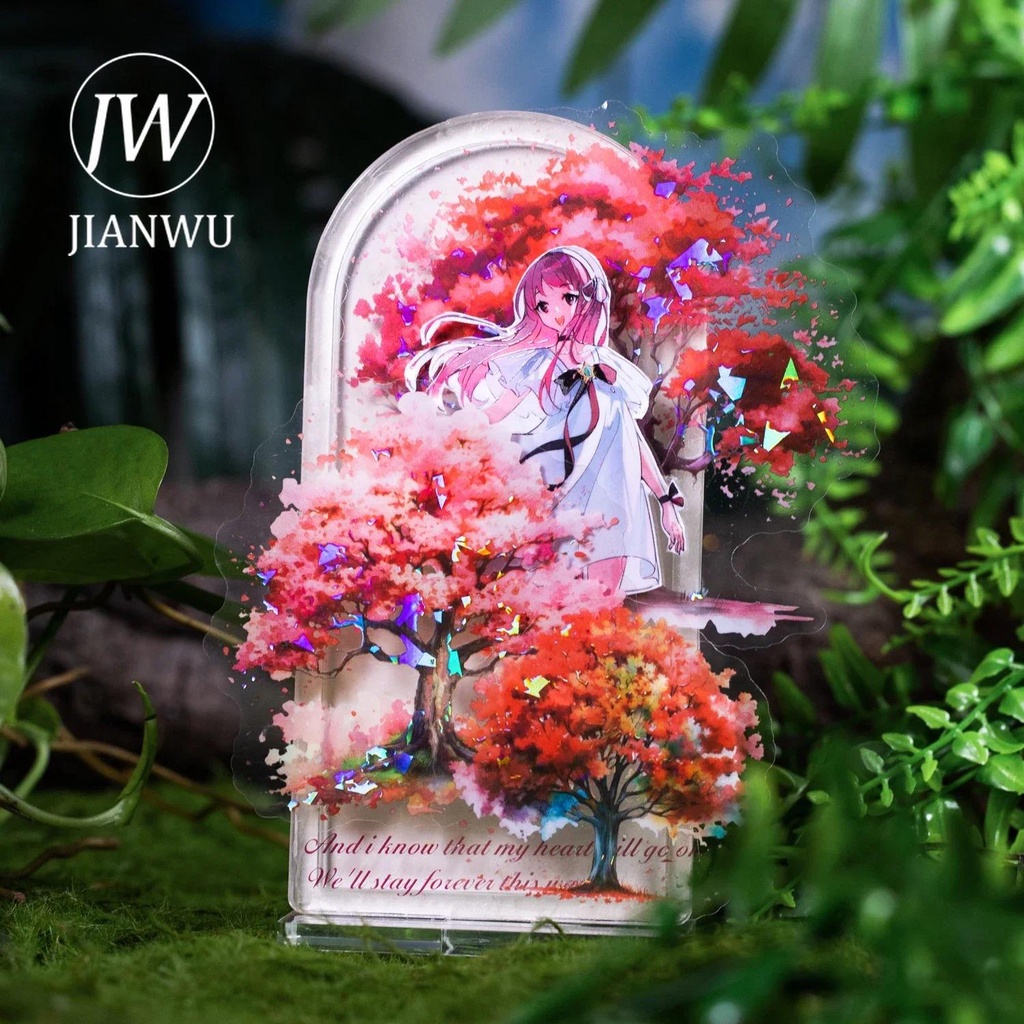 Jianwu Set 10 Tấm Nhãn Dán Hình Cây Cối Lá Lắc Hạt Vỏ Sò Nhẹ Nhàng Sáng Tạo diy