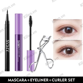 [spot]svmy Bộ 3 Trang Điểm Mắt Mascara Chống Thấm Nước Lâu Dài 3D Mascara Với Dụng Cụ Bấm Mi Và Bút Kẻ Mắt AUBESSSTORE