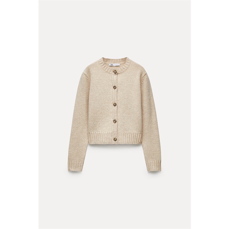 Zara Áo cardigan Dệt Kim Tay Dài Cổ Tròn Thời Trang Thu Đông Cho Nữ 4192101