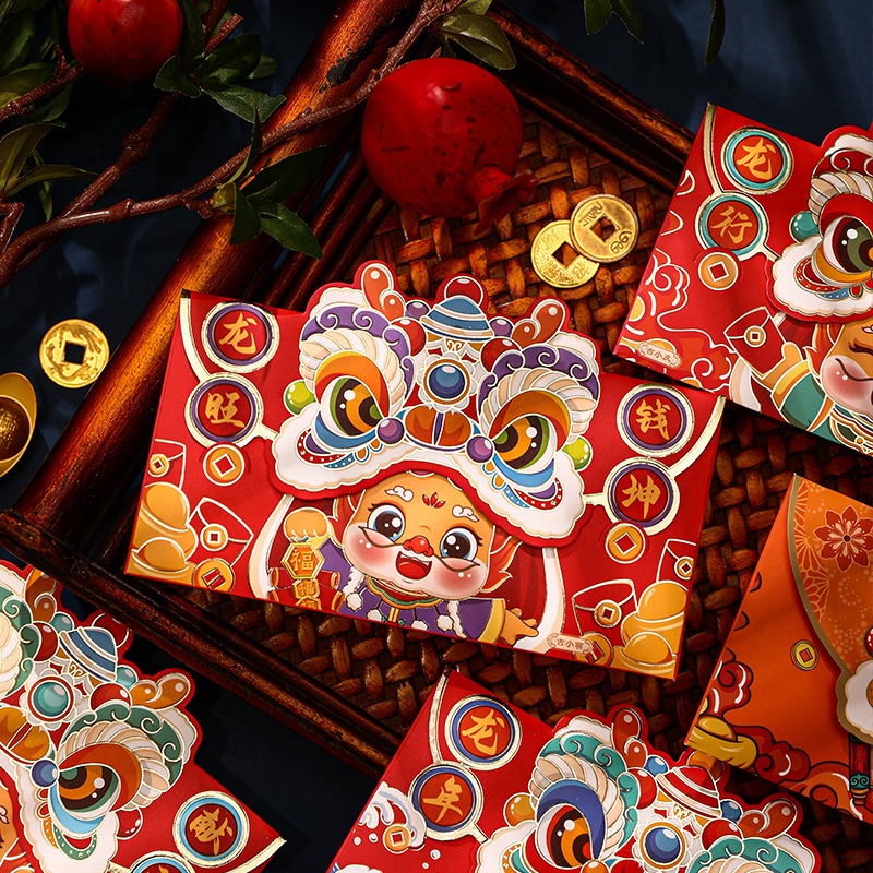 Set 6 Bao Lì Xì Năm Mới 2024 Họa Tiết Hoạt Hình Xinh Xắn