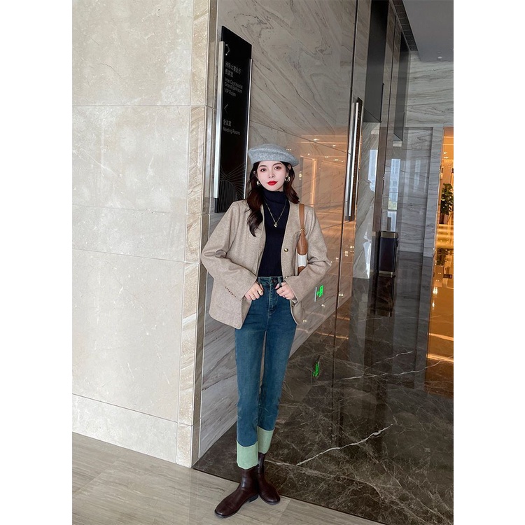 Áo Thun Tay Dài Cổ Cao Dáng Ôm Phong Cách Hàn Quốc htv0