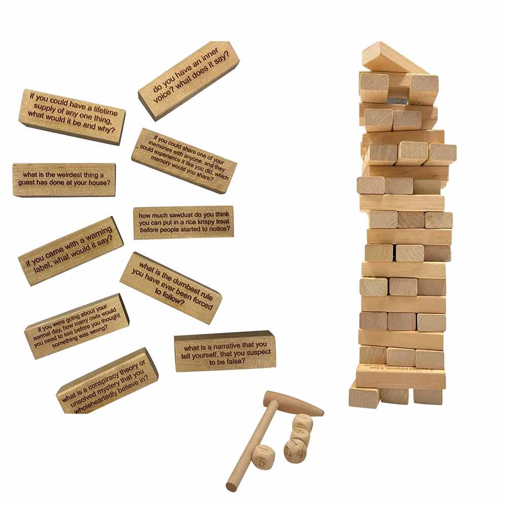 Ice Breaker Questions Tumbling Game Wooden Brick Decoration, Building Blocks Lawn Courtyard Outdoor Game