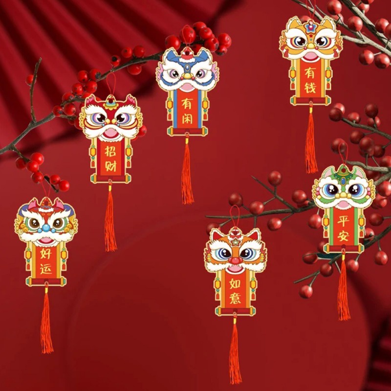 Bộ 6 Dây Treo Cây May Mắn Trang Trí Năm Mới / Phòng Khách / Lễ Hội / Chậu Cây Hình Rồng / Thần Tài May Mắn